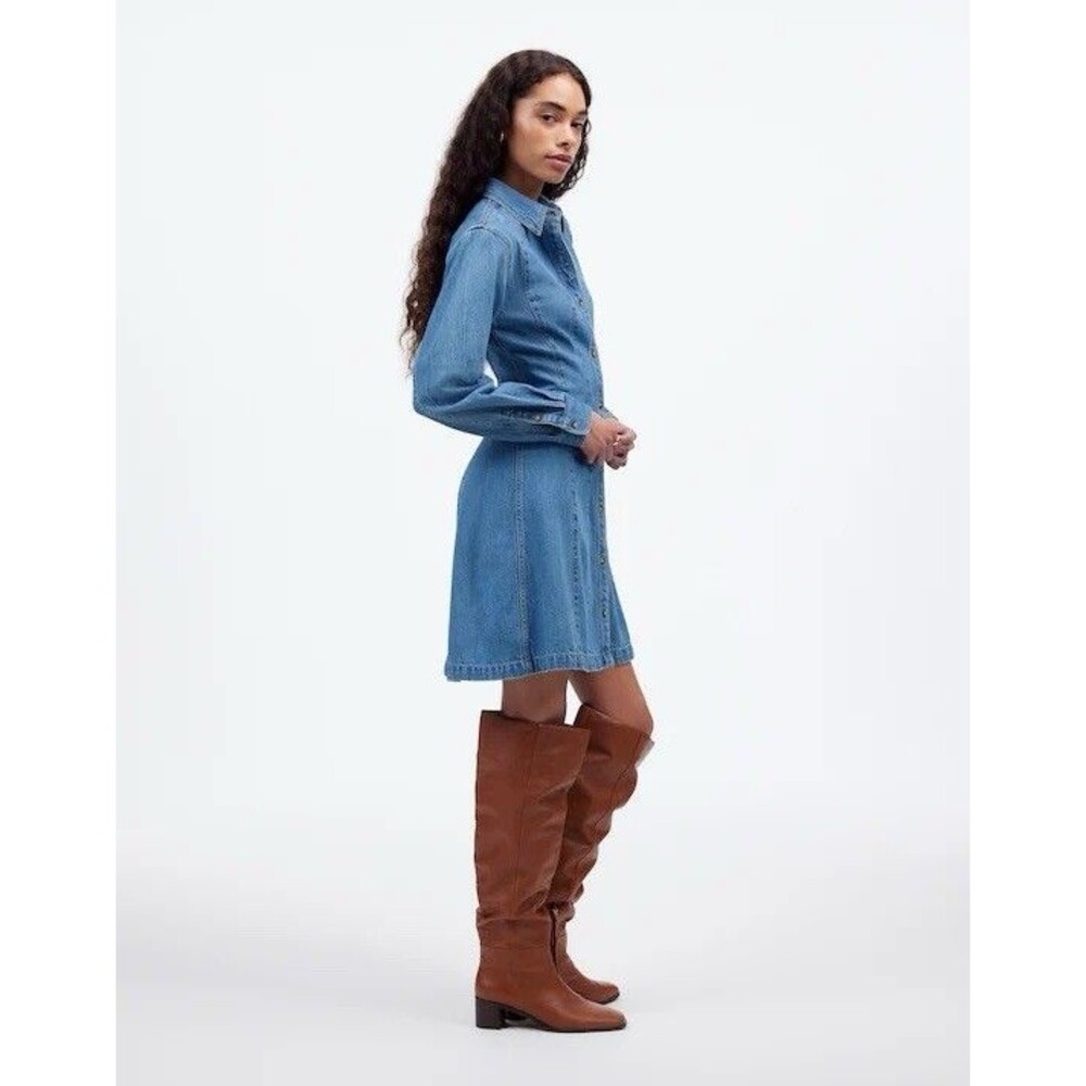 Madewell Seamed Mini Dress in Ramey Wash: Airy Denim Edition Long Sleeve Size 00